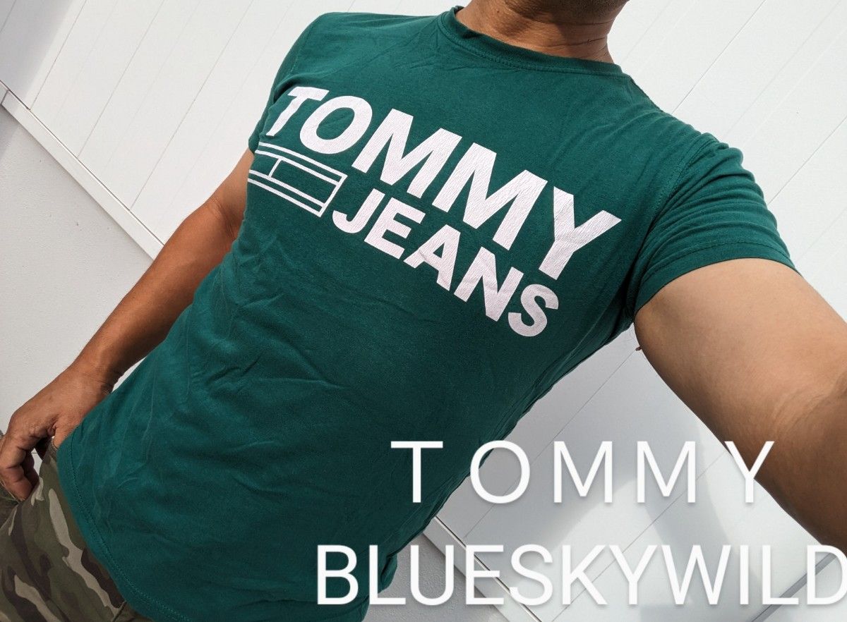 TOMMY VINTAGEデカロゴプリントグリーンカラートミーＴシャツサーファースケーターワイルドストリート