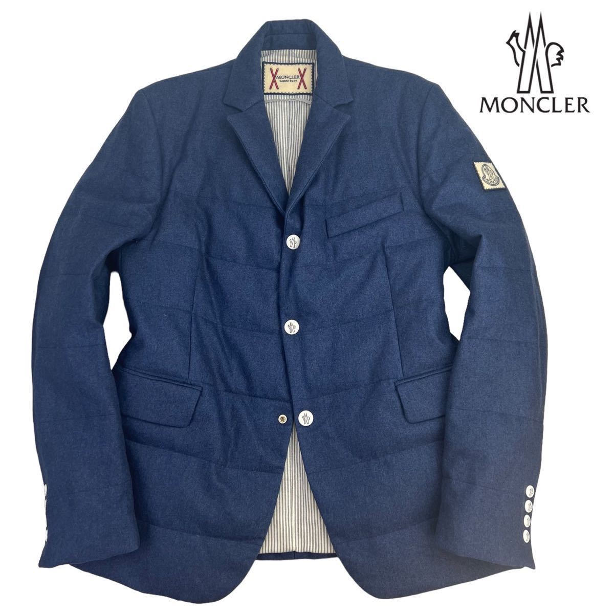 定価35万 極美品 MONCLER GAMME BLUE モンクレール ガムブルー ダウンテーラードジャケット サイズ3/L ブルー 袖ロゴ トムブラウン A2597