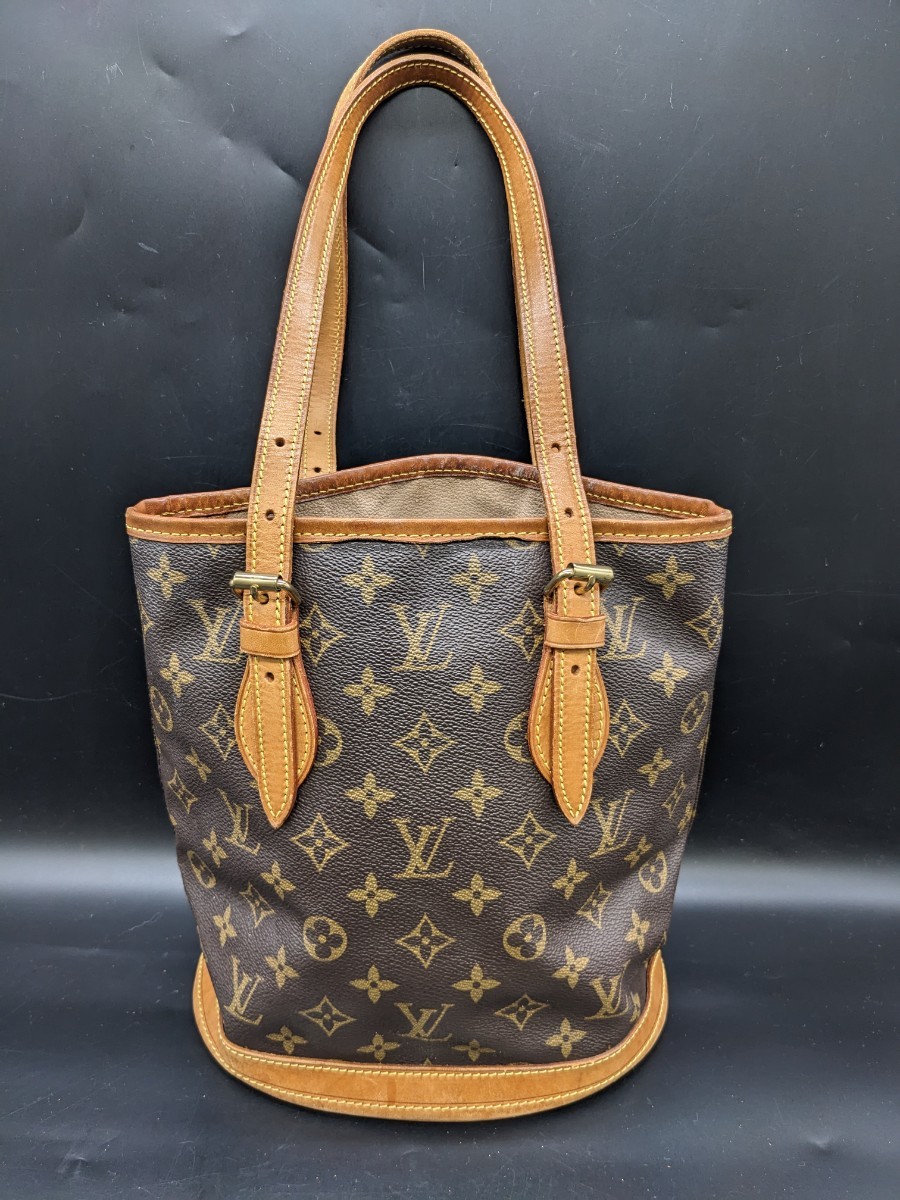 Louis Vuitton Monogram Bucket PM Tote Bag Shoulder M42238 Brown