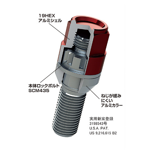 KYO-EI キョーエイ Kics キックス レデューラレーシング ロックボルト ブラック M14×P1.5 テーパー座60° 全長63mm 首下28mm KIL3028K_画像2