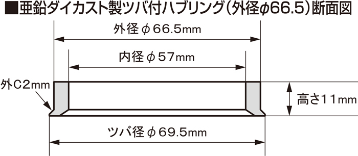 KYO-EI キョーエイ 亜鉛ダイカスト製ツバ付ハブリング 1個入 外径66.5mm 内径57mm厚み11mm P66557_画像2