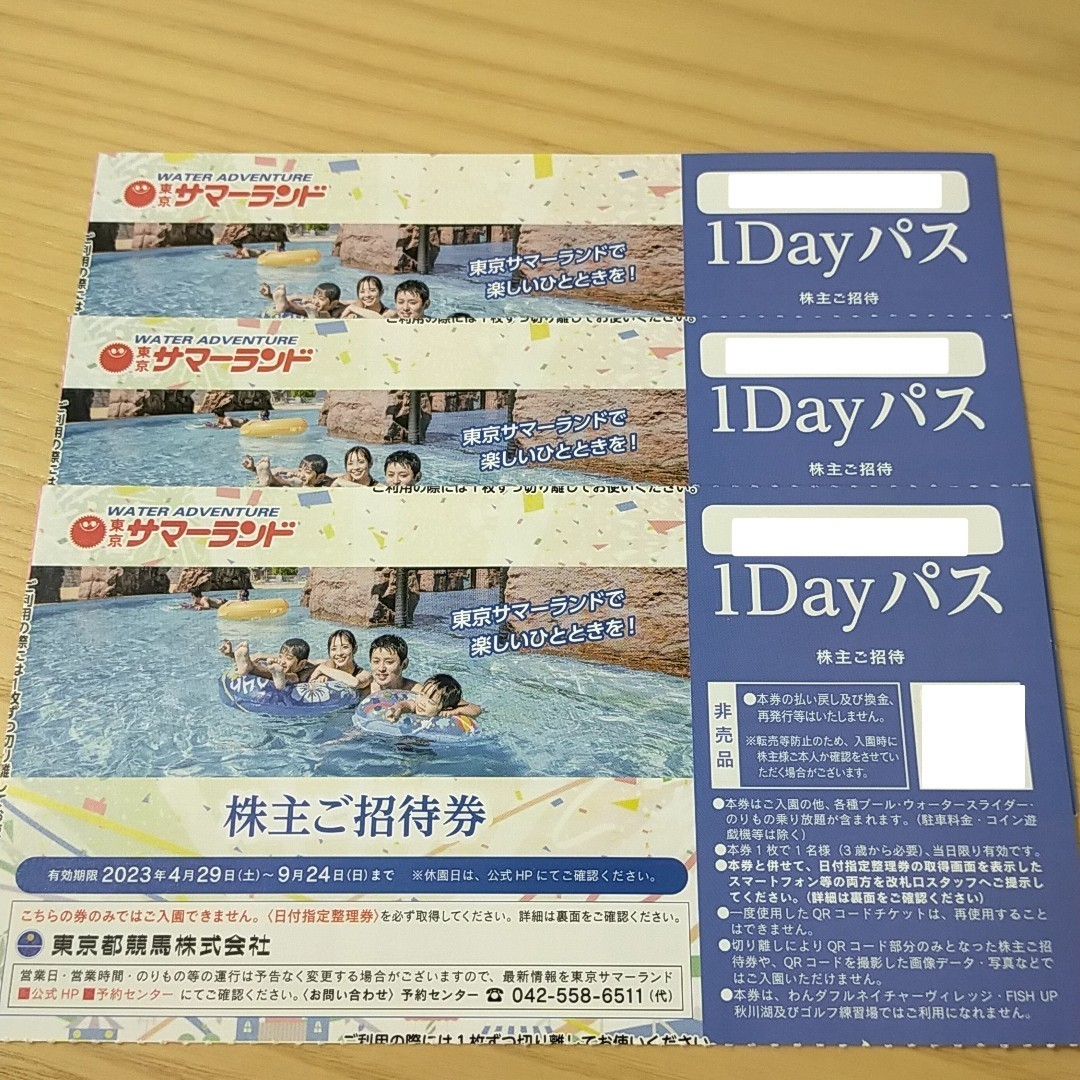 東京都競馬株主優待券東京サマーランド株主ご招待券3枚セット| JChere