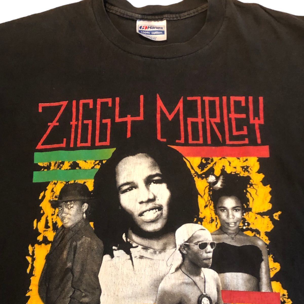 80’s ZIGGY MARLEY WORLD TOUR Tシャツ ブラック 黒 BOB MARLEY ボブマーリー HANES ビンテージ アメリカ製 レゲエ ラスタ 90’s USA製 L_画像3