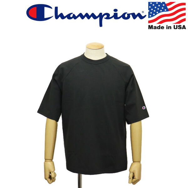 Champion (チャンピオン) C5-T306 T1011 ティーテンイレブン ラグラン ショートスリーブ Tシャツ アメリカ製 CN059 090ブラック M
