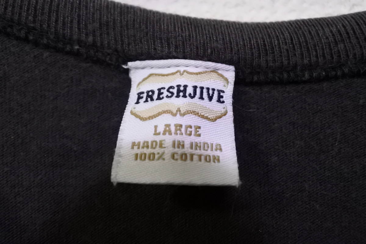 90's freshjive Pig City Vintage Tee size L マルチボーダー Tシャツ インド製_画像4