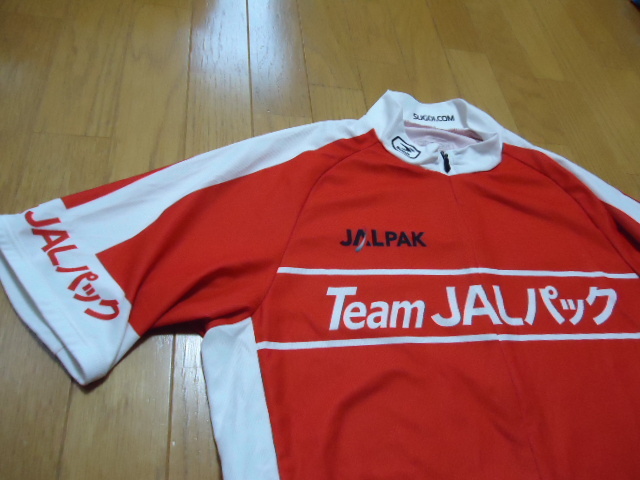 即決　ハワイ　JALパック　チーム　スタッフ　サイクルシャツ　ジャージ　赤・白色　Ｍ　SUGOI_画像3