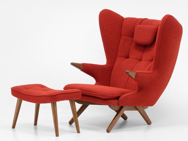 アウトレット 北欧デザイン 家具 ビッグラウンジチェア01 オットマン セット レッド 赤 シングル ソファ