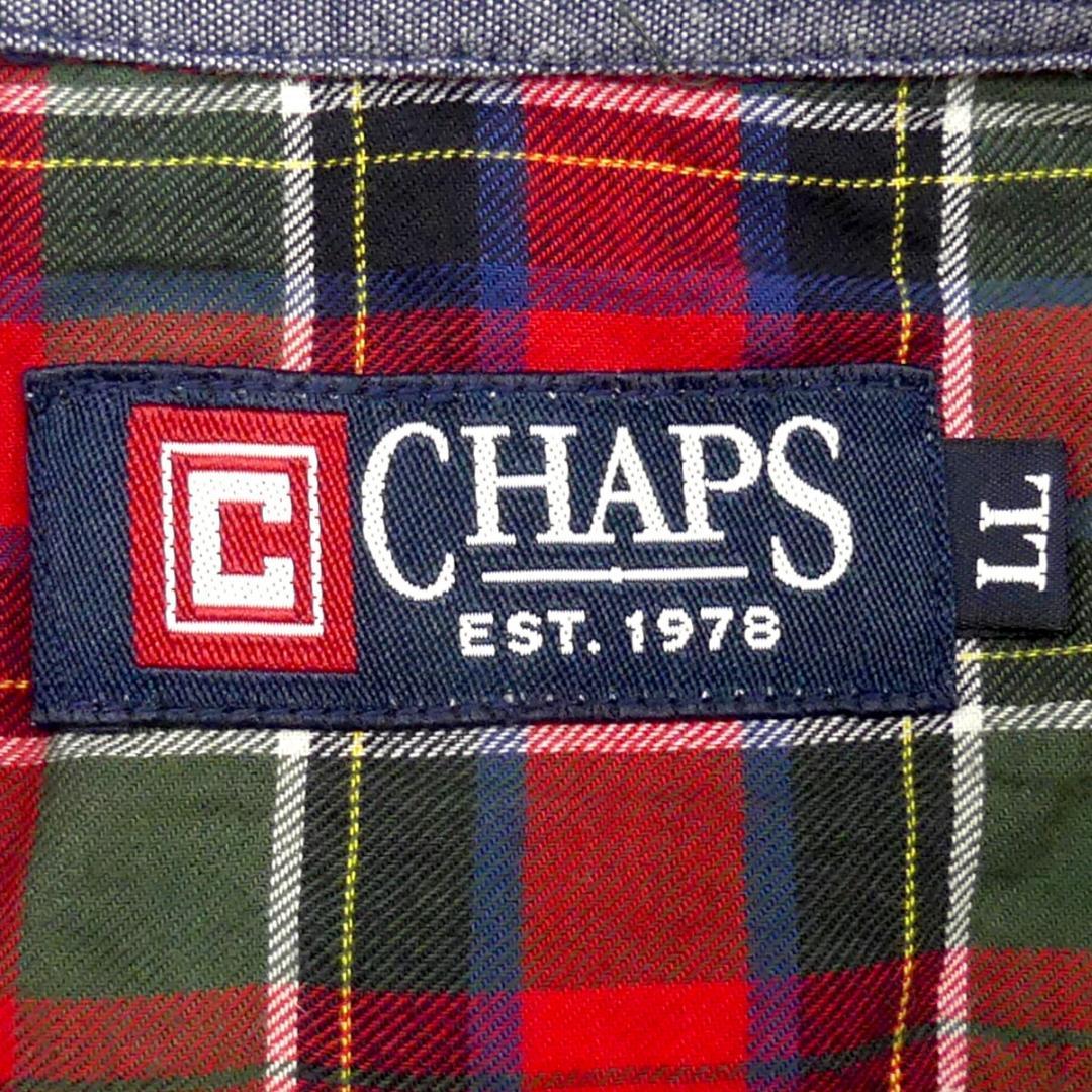 即決★CHAPS★未使用 メンズXL シャツ チャップス 赤 チェック 長袖 ボタンダウン コットン