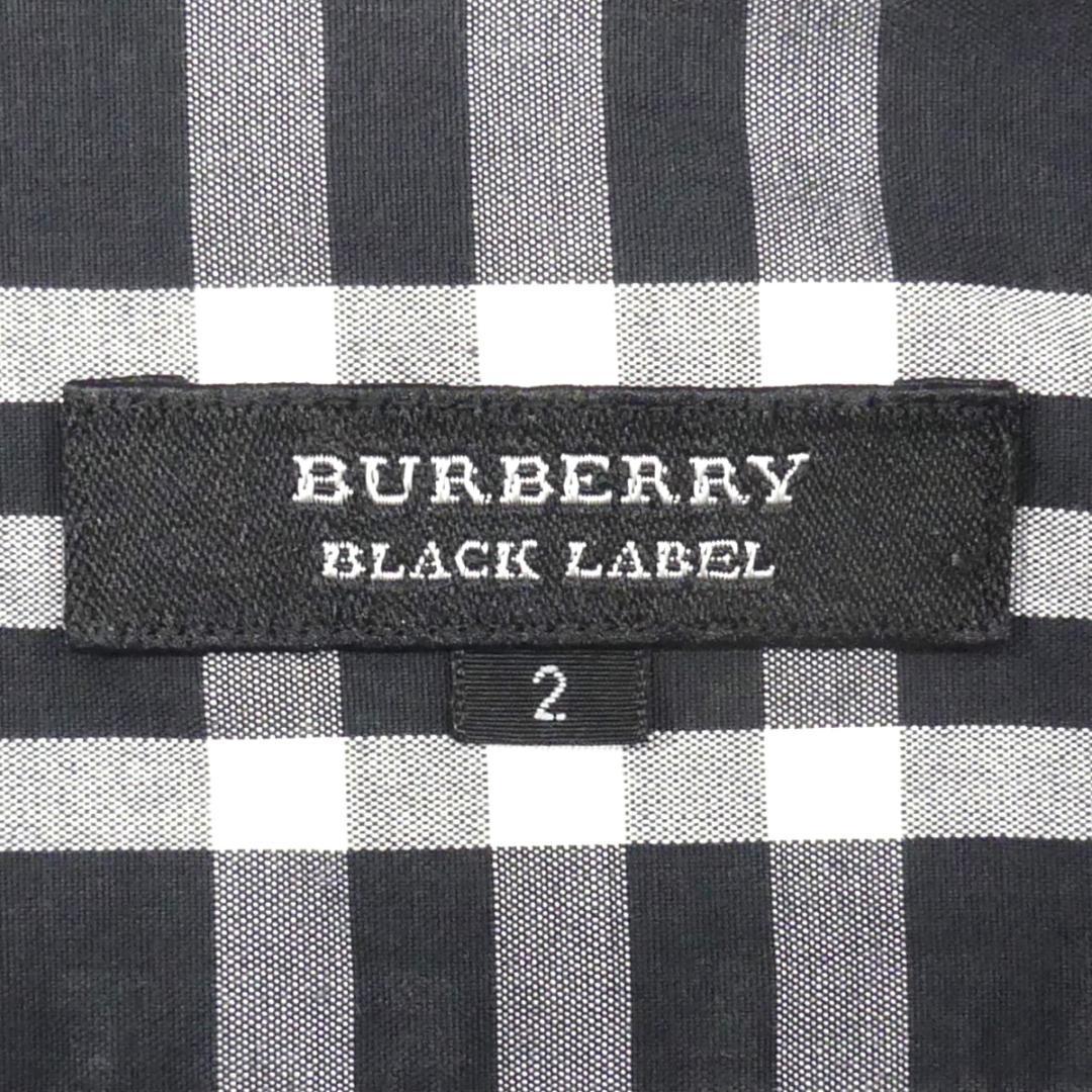 即決★BURBERRY BLACK LABEL★メンズM 廃版 シャツ バーバリーブラックレーベル 2 黒 ノバチェック 三陽商会 ナイト刺繍 半袖