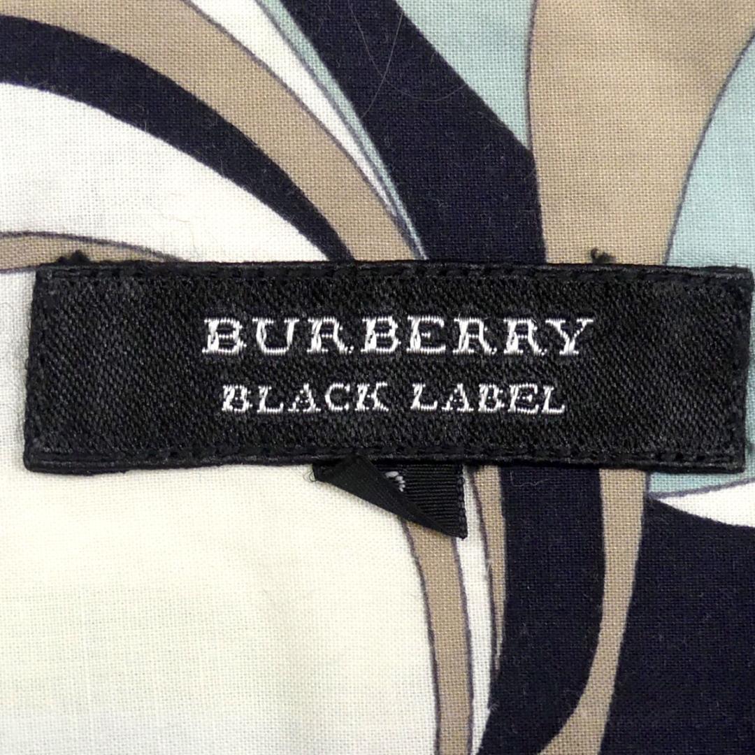 即決★BURBERRY BLACK LABEL★メンズM 廃版 シャツ バーバリーブラックレーベル 2 総柄 緑 グレー 三陽商会 刺繍 半袖