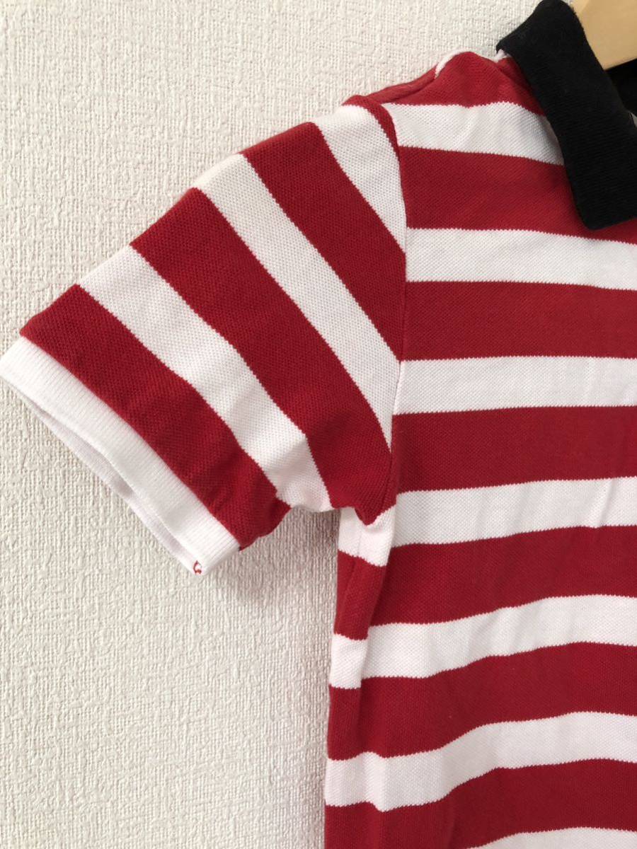 赤×白　半袖ボーダーポロシャツ 130センチ_画像4