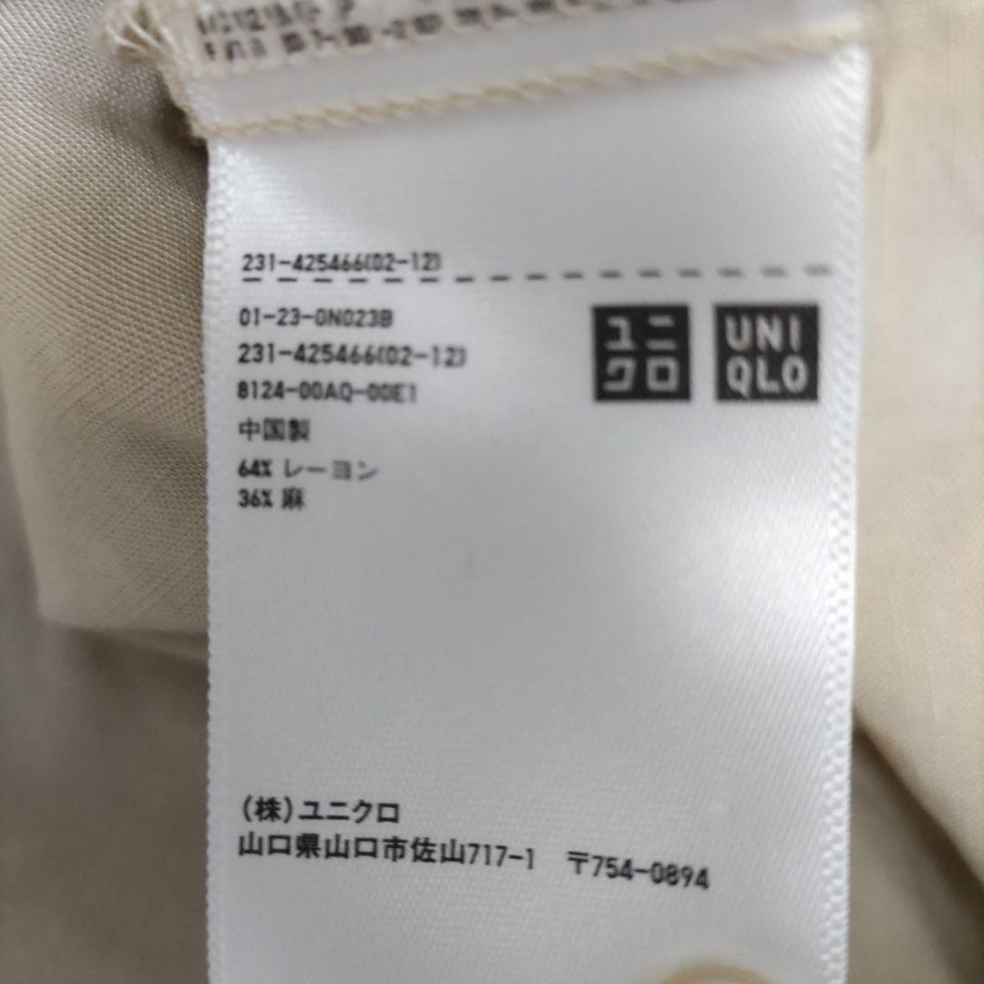 UNIQLO ユニクロ リネンブレンド 7分袖スキッパーシャツ ベージュ M_画像10