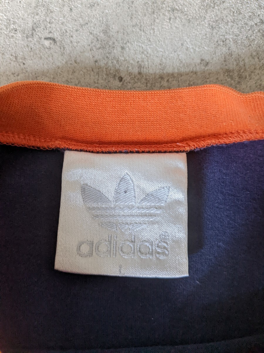 90s adidas ヴィンテージ トリムTシャツ ネイビー 紺 オレンジ アディダス フランス イギリス ATP モッズ 英国 80s レア_画像6