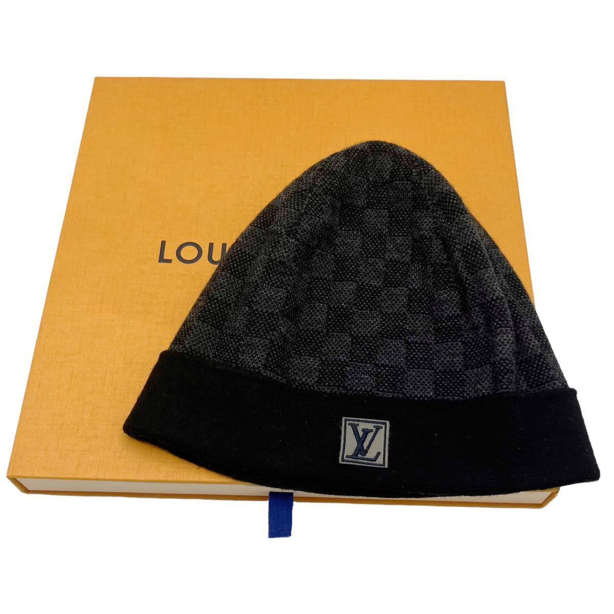 【美品】ルイヴィトン LOUIS VUITTON M70009 ダミエ ボネ プティ ビーニー ニットキャップ 帽子 ニット帽 ブラック