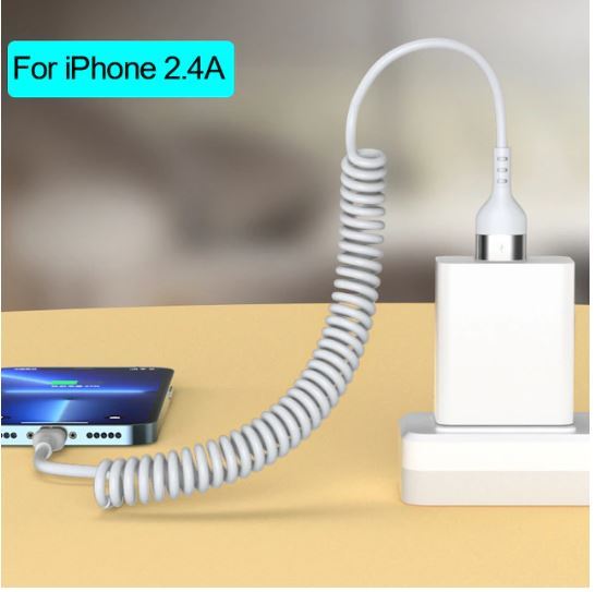 送料無料　未使用品　 コイル　スプリング　USBケーブル　iPhone　ホワイト　１m　充電　データケーブル_画像8