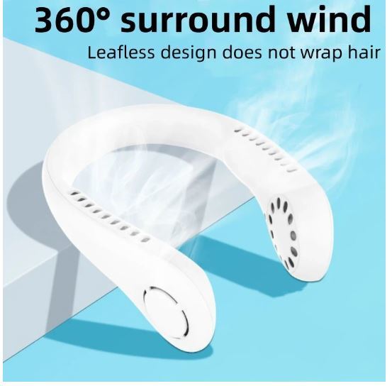 送料無料　未使用品　首掛け扇風機　ネックファン　ネッククーラー　冷却　ポータブルファン　充電式　ホワイト_画像9