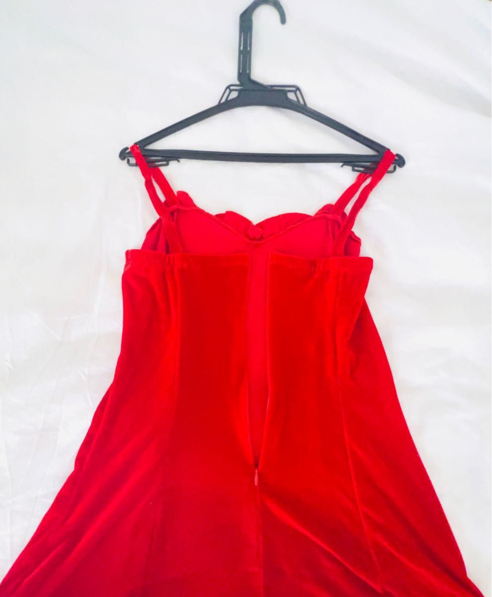 サンタクロース　コスプレ　ワンピース　キャミソール　赤　衣装　レディース　フリーサイズ　送料無料　ハロウィン　ファー