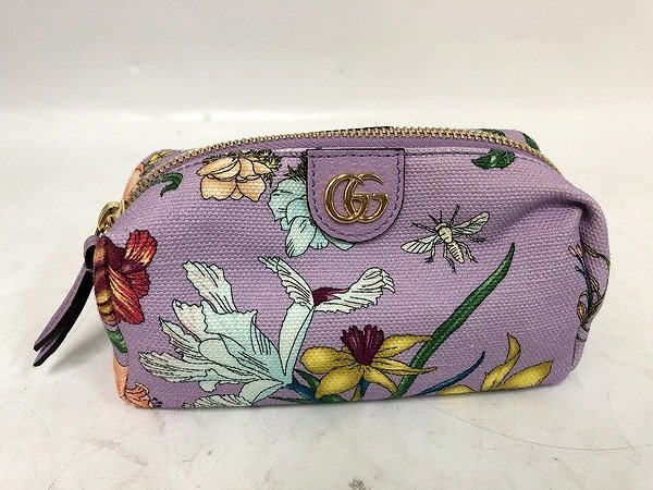 STE87923SGM ☆美品☆GUCCI グッチ フローラプリント コスメポーチ