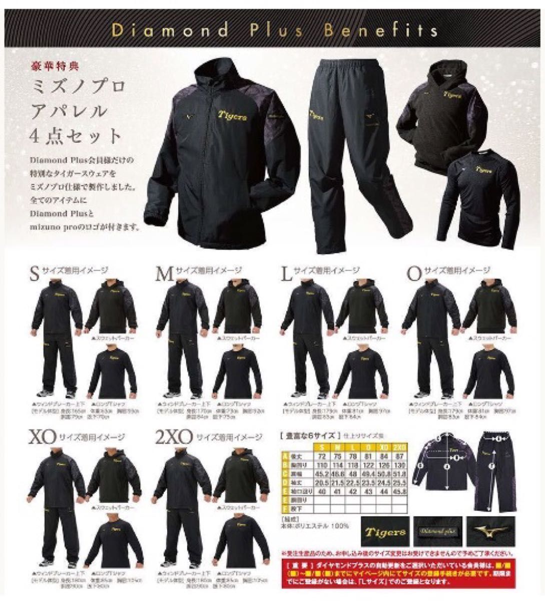 【新品・未開封】2023年阪神タイガース ファンクラブ特典 ミズノプロアパレル4点セット Lサイズ おまけ付a