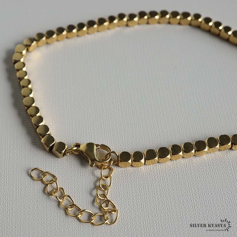  stainless steel 18KGP beads anklet chain anklet Gold silver stone .. beads leg ring mi sun ga( Gold )