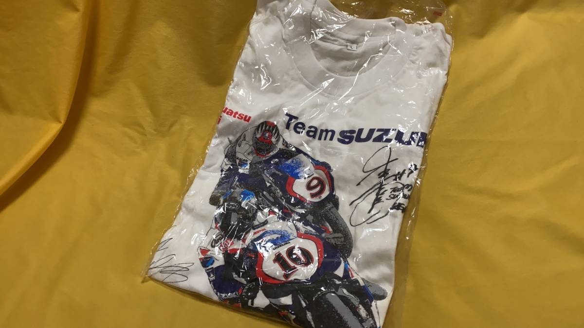 チームスズキ team SUZUKI バイク Tシャツ　サイズ L 青木宣篤 ケニーロバーツ 中古_画像5