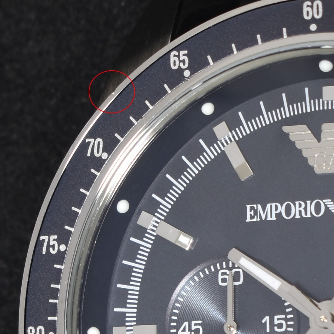  【訳あり】エンポリオアルマーニ 腕時計 メンズ EMPORIO ARMANIクロノグラフ AR6072 ブルー アルマーニ ステンレスベルト クオーツ 中古品_画像9