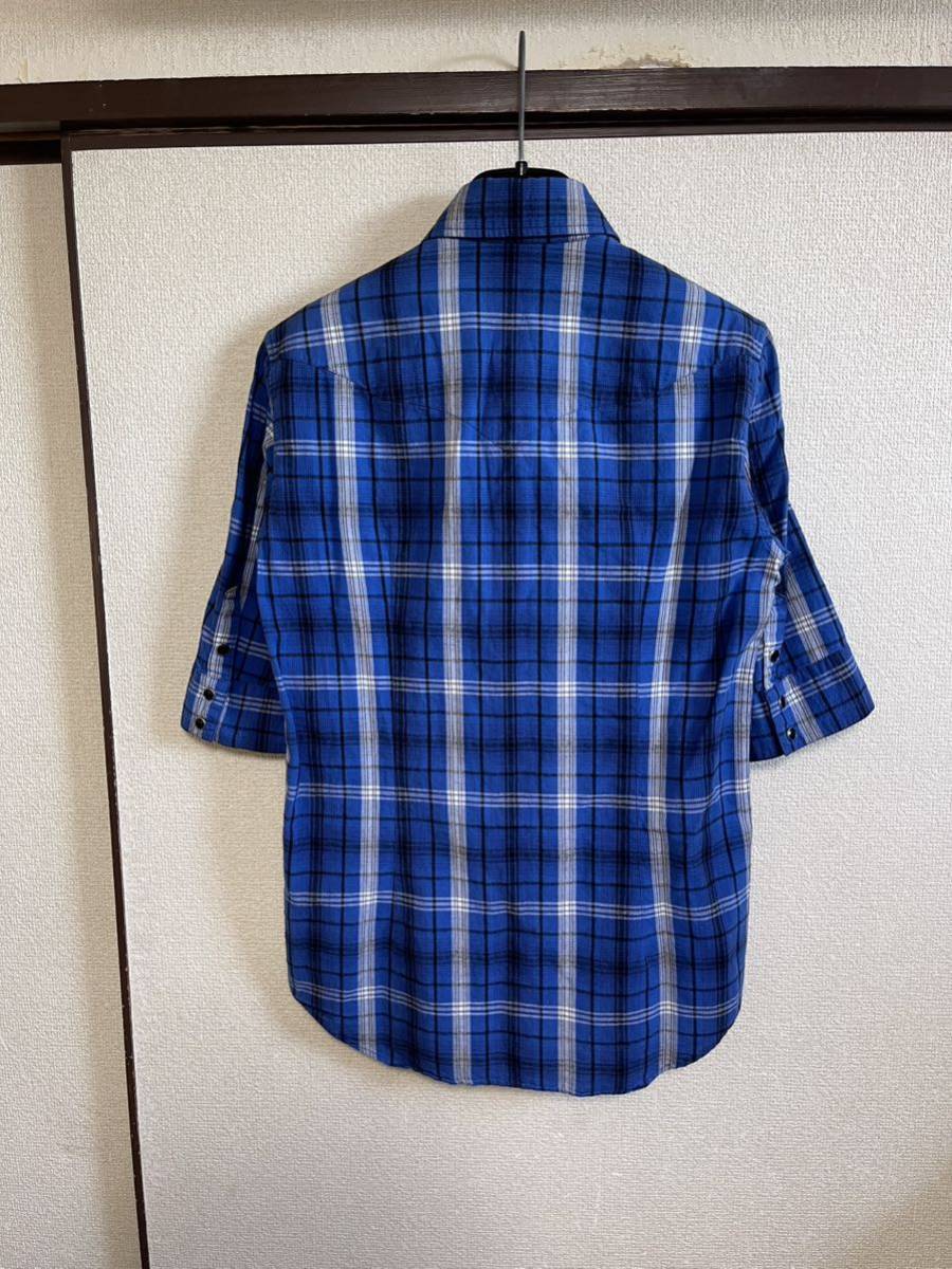 【美品】【レターパックプラス対応】 ATTACHMENT アタッチメント CHECK SHIRTS チェックシャツ BLUE ブルー 青色 即決早い者勝ち_画像3