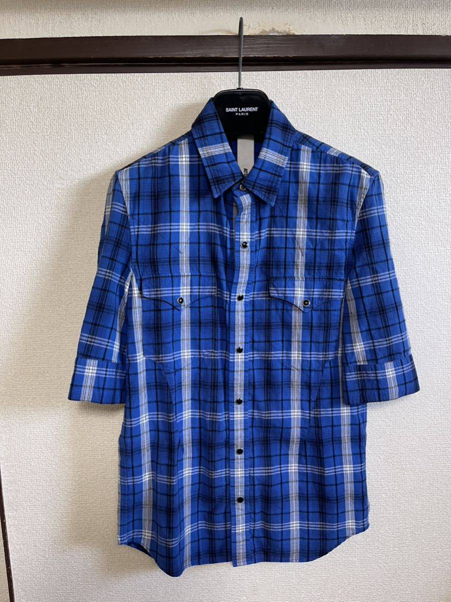 【美品】【レターパックプラス対応】 ATTACHMENT アタッチメント CHECK SHIRTS チェックシャツ BLUE ブルー 青色 即決早い者勝ち_画像4