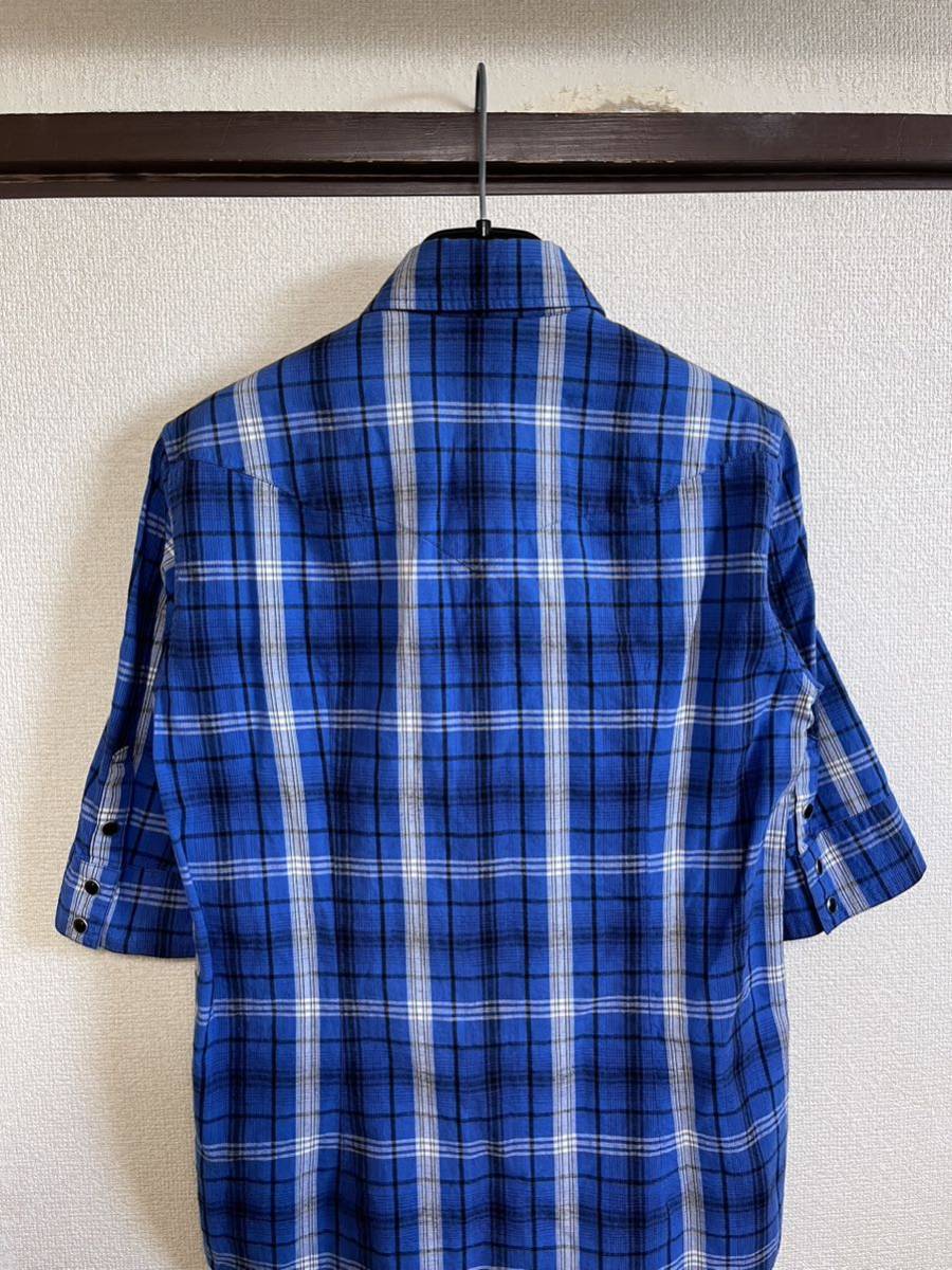 【美品】【レターパックプラス対応】 ATTACHMENT アタッチメント CHECK SHIRTS チェックシャツ BLUE ブルー 青色 即決早い者勝ち_画像7