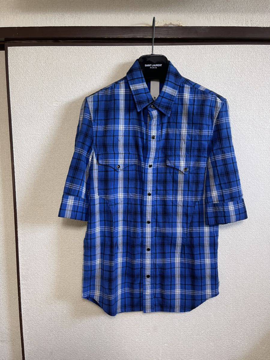 【美品】【レターパックプラス対応】 ATTACHMENT アタッチメント CHECK SHIRTS チェックシャツ BLUE ブルー 青色 即決早い者勝ち