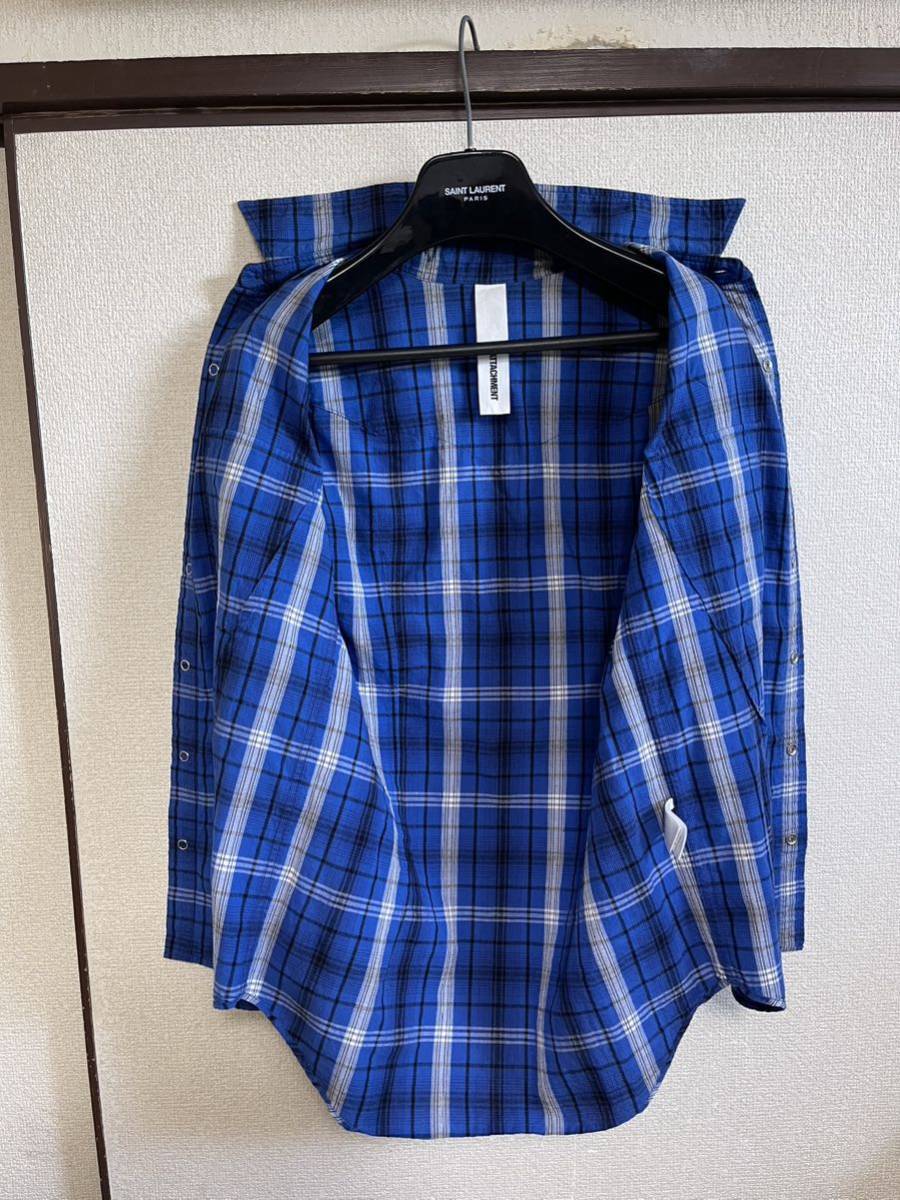 【美品】【レターパックプラス対応】 ATTACHMENT アタッチメント CHECK SHIRTS チェックシャツ BLUE ブルー 青色 即決早い者勝ち_画像9