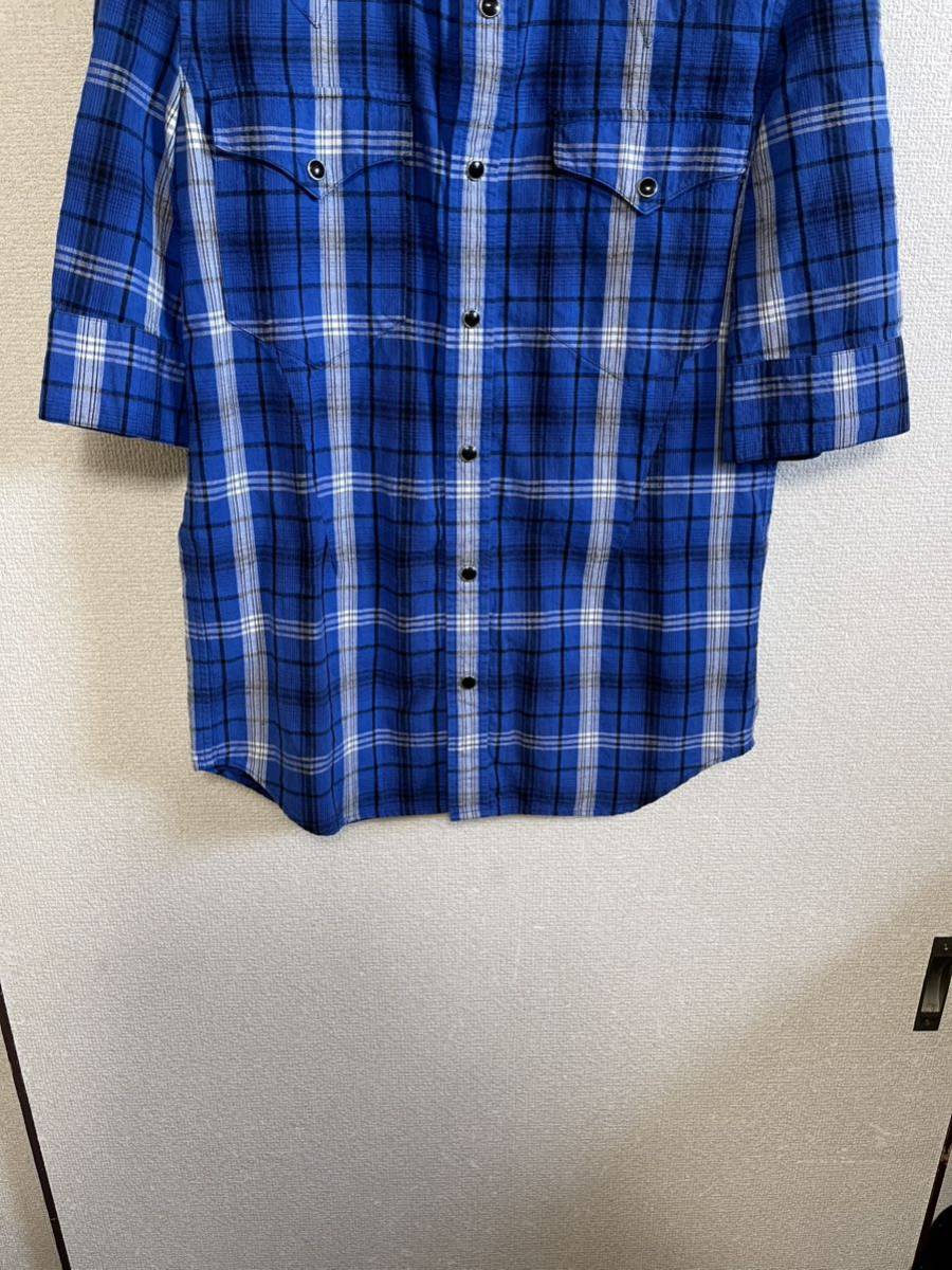 【美品】【レターパックプラス対応】 ATTACHMENT アタッチメント CHECK SHIRTS チェックシャツ BLUE ブルー 青色 即決早い者勝ち_画像6