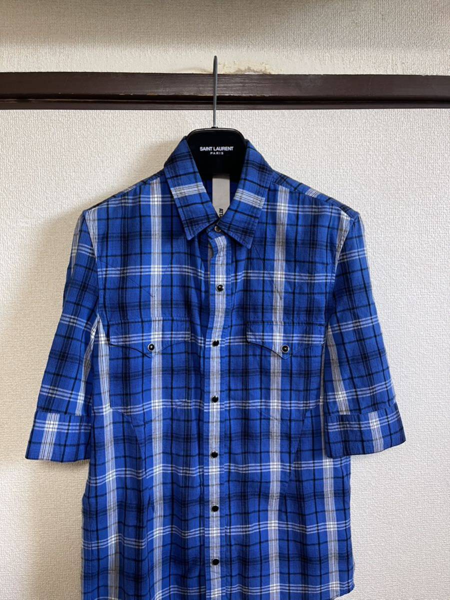 【美品】【レターパックプラス対応】 ATTACHMENT アタッチメント CHECK SHIRTS チェックシャツ BLUE ブルー 青色 即決早い者勝ち_画像5