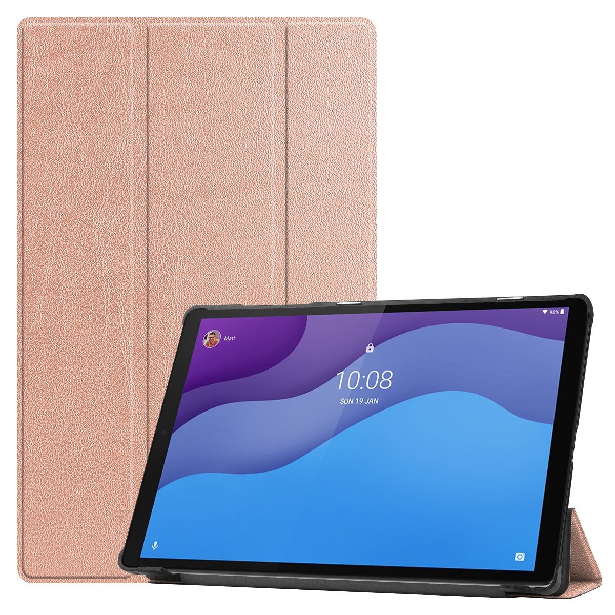 Lenovo Tab M10 HD(2nd Gen)用 PU革 スマート カバー ケース 三つ折り スタンド機能 ブラック_画像9