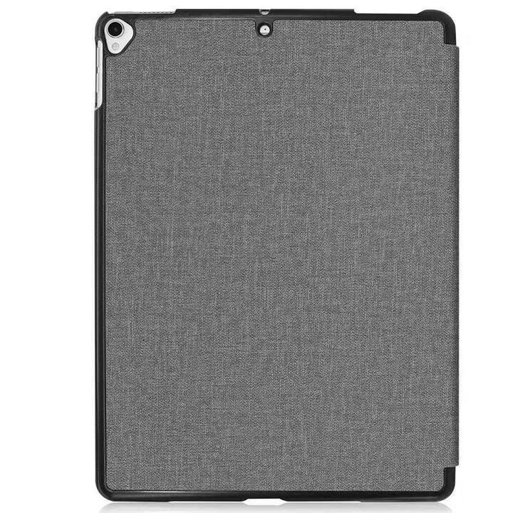 iPad 10.2インチ 第7・8・9世代用/Air3/Pro 10.5inch用 PUレザー 布紋 デニム調 保護ケース 三つ折り アップルペンシル収納付 ローズ_画像6