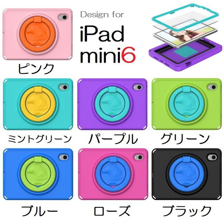 iPad mini6第6世代用鷹柄 保護フィルム付 EVAキッズケース手提げハンドル、ペンホルダー付 横掛けベルト 青_画像2