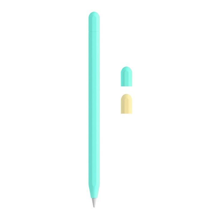 Apple Pencil 第2世代用選択 シリコン カバー 保護ケース アップルペンシル 保護カバー 薄型 軽量 異色キャップ付 第2世代充電対応 白青_画像5