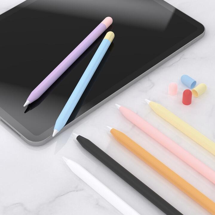 Apple Pencil 第1世代用選択 シリコン カバー 保護ケース アップルペンシル 保護カバー 薄型 軽量 異色キャップ付 第2世代充電対応 紫桃_画像7