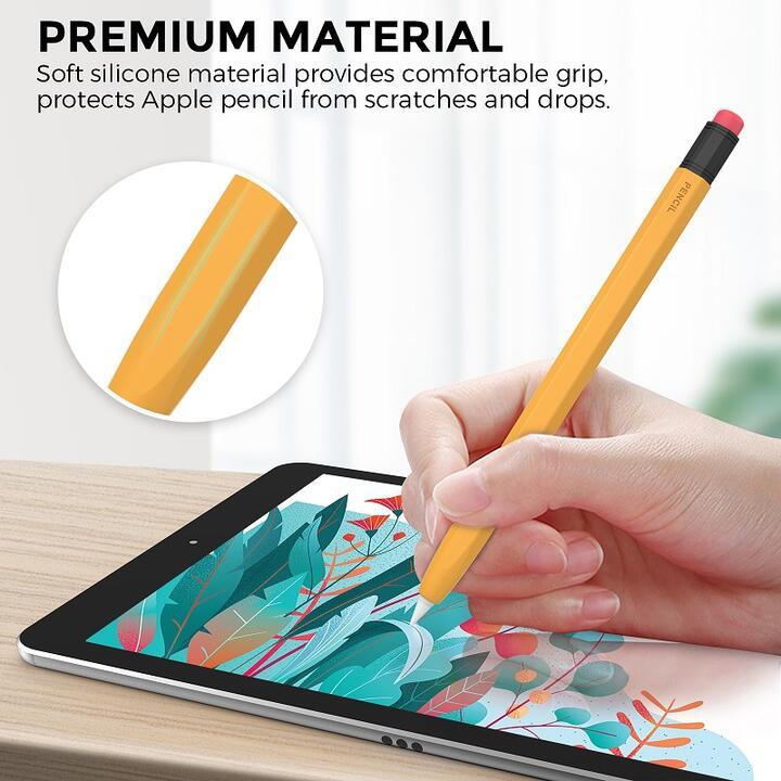 AHAStyle Apple Pencil 第1世代用 シリコン カバー 耐磨 軽量 ツートンカラー 六角型 グリップ 充電アダプタカバー 桃_画像8