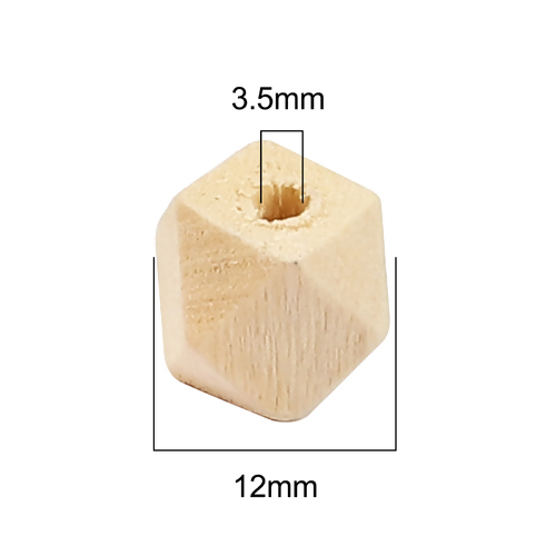 カラーウッドビーズ　多面体50個入（ミックス色）木製ビーズ 天然素材ナチュラルビーズ12mm×12mm_画像2