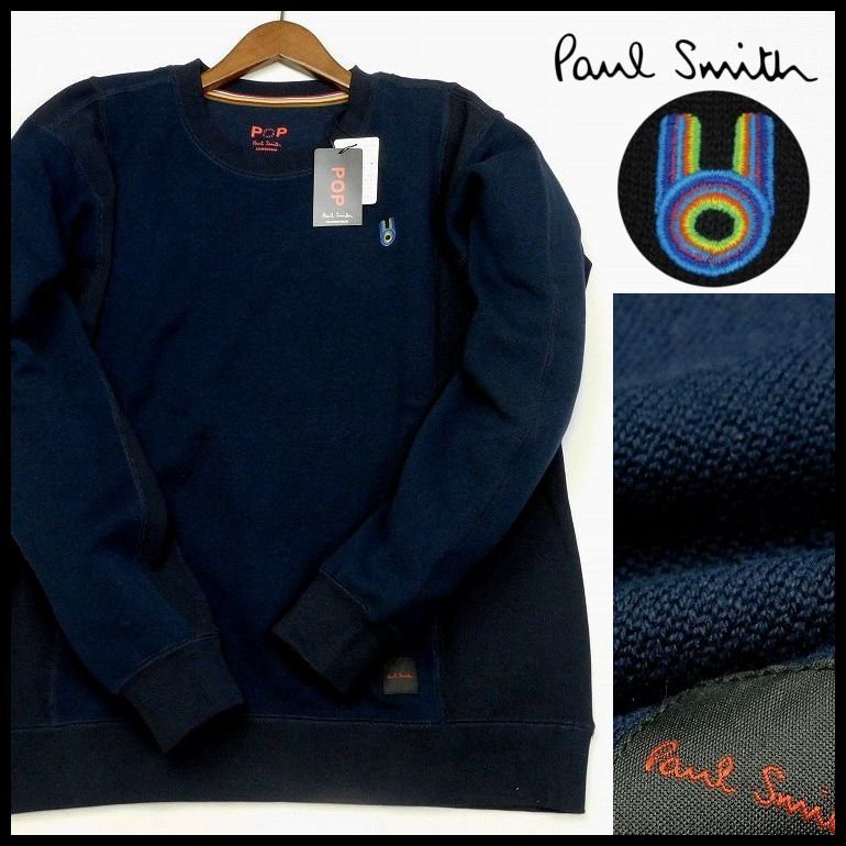 新品 ポールスミス Paul Smith POP トレーナー セーター L クルーネック アーティストst POP BUNNY刺繍 裏起毛 秋冬 メンズ 【B2330】