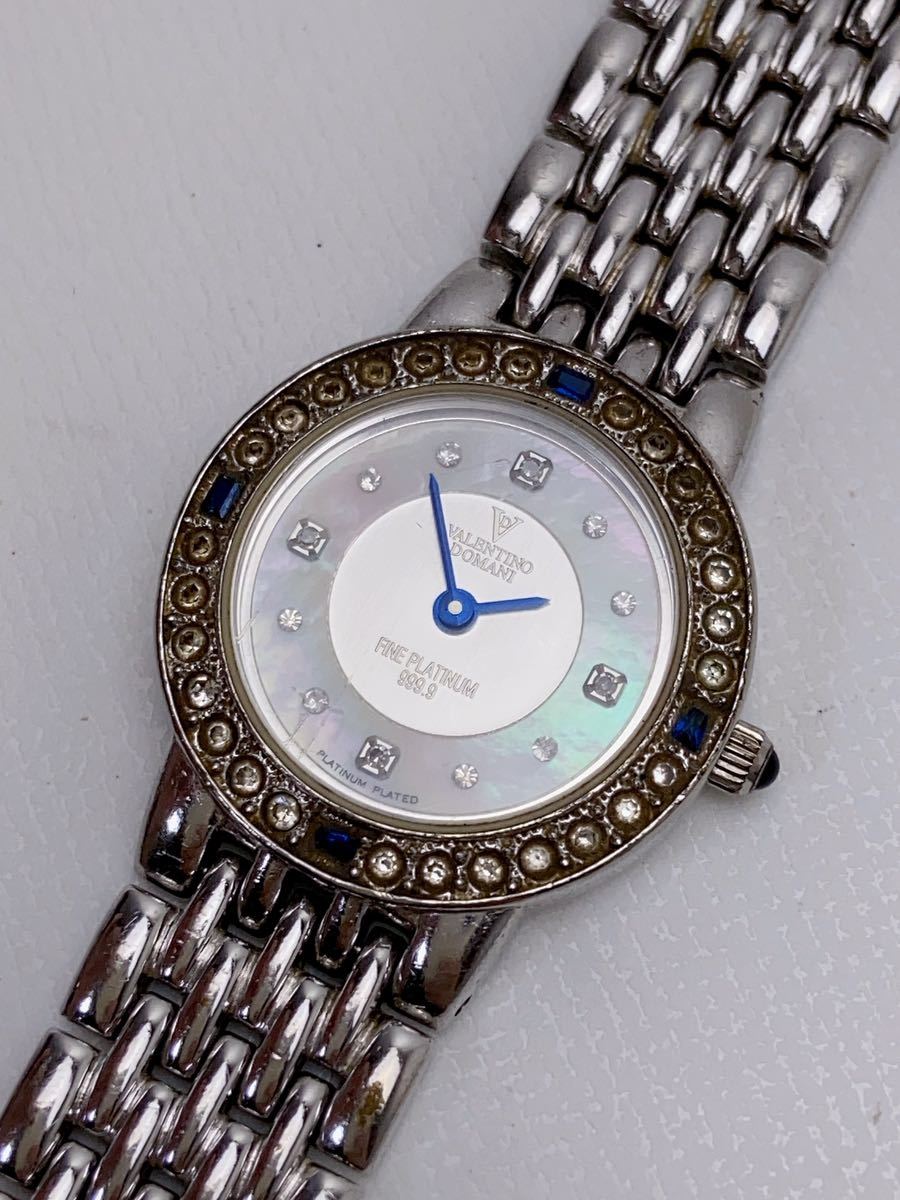 T660 バレンチノドマーニ valentino domani 腕時計 VD-2038 ファインプラチナ999.9 ホワイトシェル×シルバー文字盤 石付_画像6