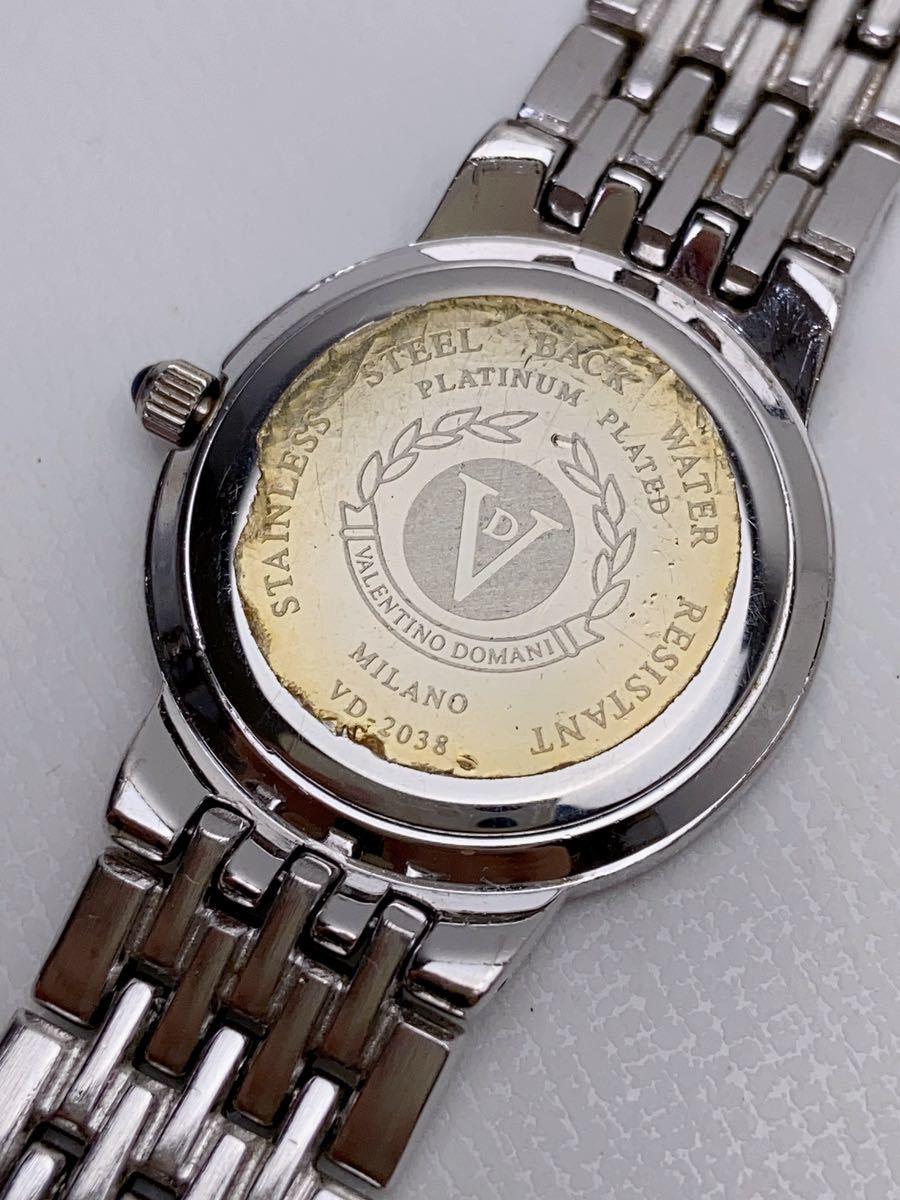 T660 バレンチノドマーニ valentino domani 腕時計 VD-2038 ファインプラチナ999.9 ホワイトシェル×シルバー文字盤 石付_画像9