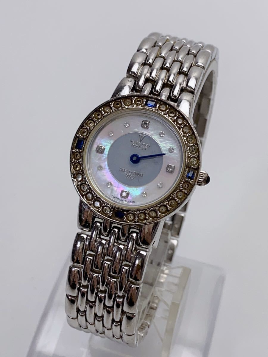 T660 バレンチノドマーニ valentino domani 腕時計 VD-2038 ファインプラチナ999.9 ホワイトシェル×シルバー文字盤 石付_画像1