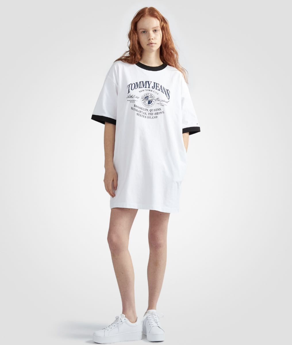 新品 TOMMY JEANS オーバーサイズロゴリンガー Tシャツワンピース S トミージーンズ