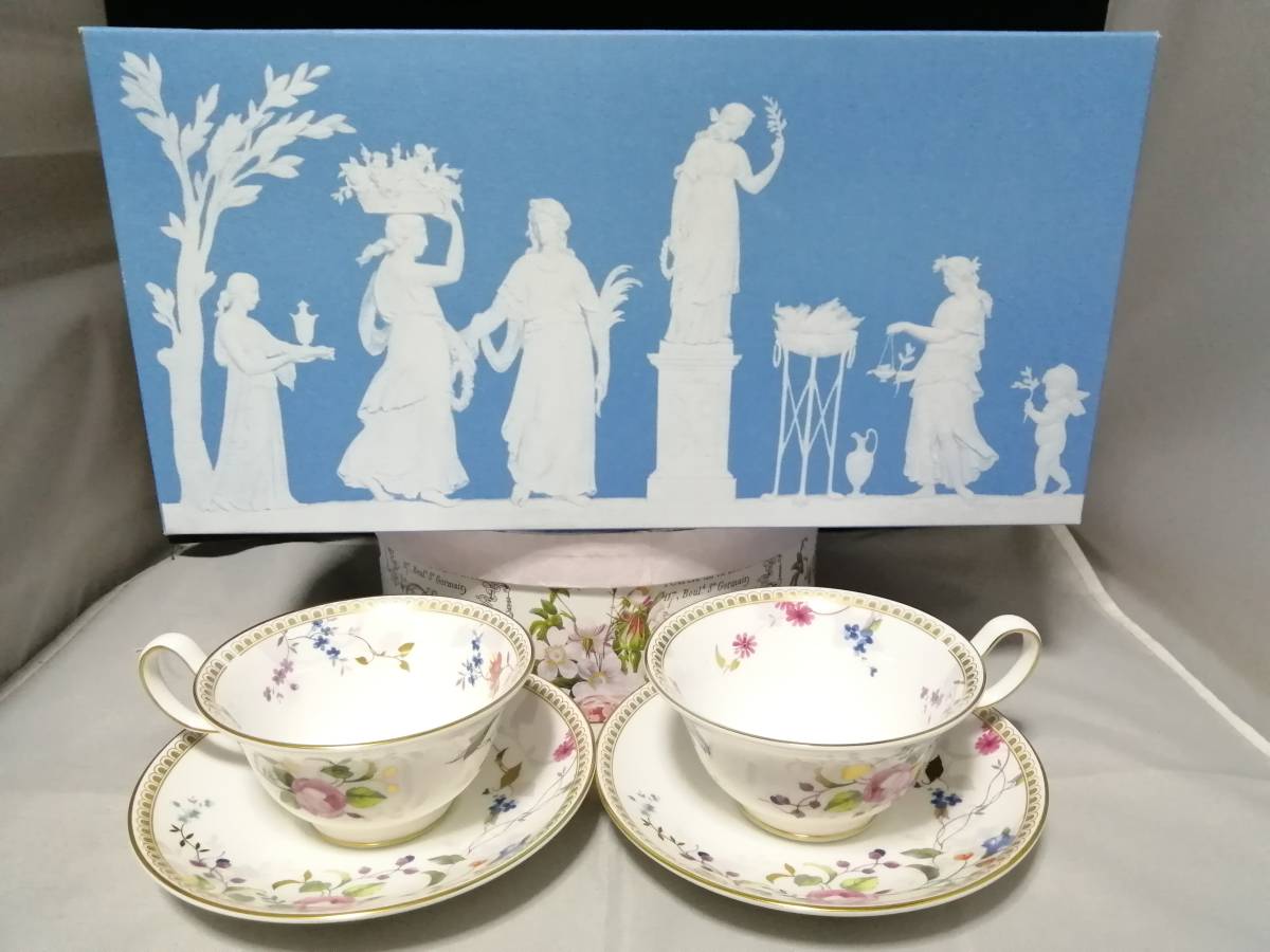 新品未使用◇自宅保管 ウェッジウッド ローズゴールド ペア カップ＆ソーサー WEDGWOOD ROSEGOLD_画像1