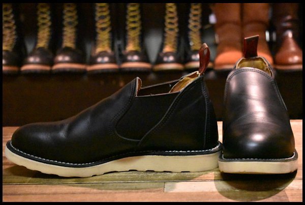 【8E 美品 14年】レッドウィング 8142 サイドゴア 黒 ブラッククローム ローカット 短靴 ブーツ redwing HOPESMORE_画像1