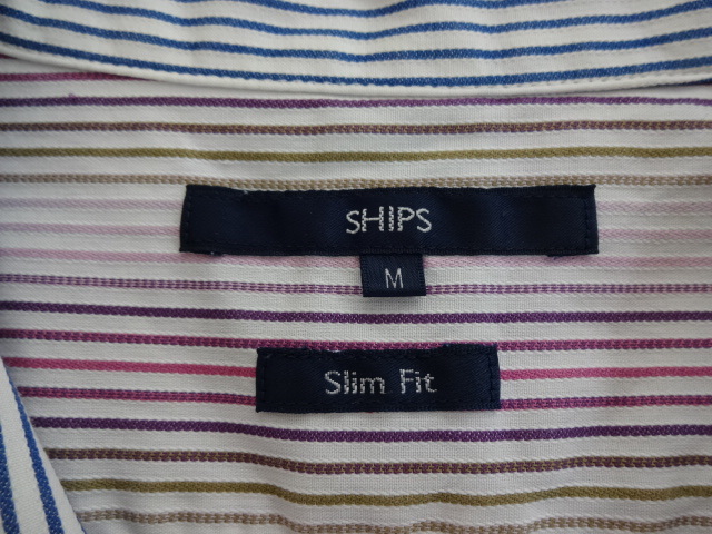 送料230円■SHIPS ストライプシャツ M 日本製 SLIM FIT■シップス ドレスシャツ ワイシャツ ■半袖シャツ カラフル_画像4
