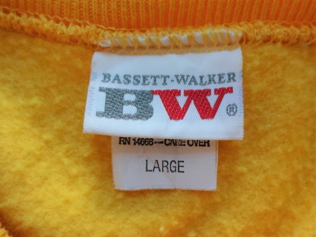 送料520円■MADE IN USA 古着 BASSETT WALKER 半袖スウェットトレーナー 黄■バセットウォーカー 熊 ベアー■ビンテージ アメカジ 80s 90s_画像3