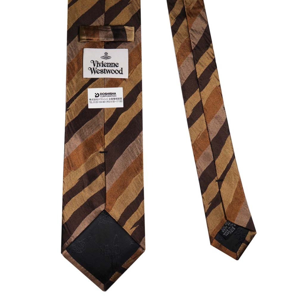  Vivienne Westwood галстук AW2021 модель помятость обработка 81050004 W001I D401-BROWN 8.5cm BROWN Brown полоса 